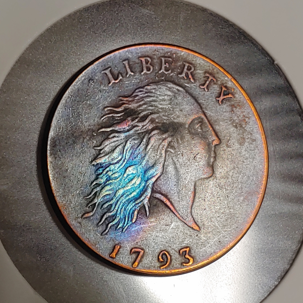 1793 Liberty Coin with Iridescent Blue Toning